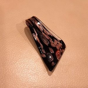 Murano or Dichroic Glass Style Large Pendant, Art Glass Statement Piece